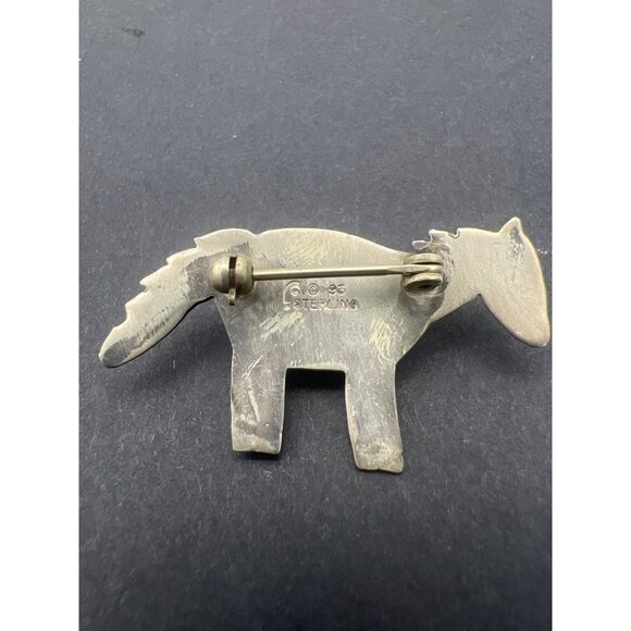 Vintage Horse Brooch Carol Felley Sterling Silver Black Onyx '93 Signed Western - Picture 6 of 12